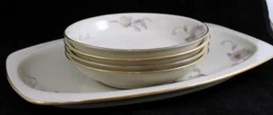 Lote de 1 plato de 15 pulgadas y 4 cuencos de sopa Epiag Pastelle Cream borde liso 6038 - Imagen 1 de 6