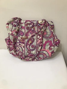 Vera Bradley Paisley Plaid Pink Frame Bag Cotton Handbag Casual Daily Us Barbie - Picture 1 of 8