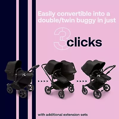 Bugaboo Donkey 5 Due + Mono Stroller Black/Midnight Black Used GREAT CONDITION - Image 1 of 4