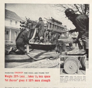 Hamilton Rubber Trenton NJ Fire Hose Fire Fighters Truck Vintage Print Ad 1957 - Picture 1 of 5