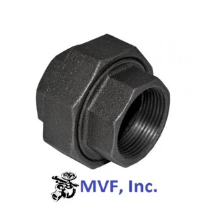 1/4" 150 Threaded (NPT) Union Black Malleable Iron Pipe Fitting MI040241 - Picture 1 of 5