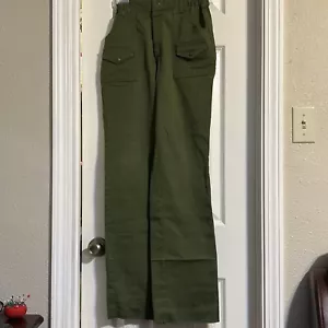 BSA Boy Scouts pants Size 25 waist Green Official Uniform Cargo Elastic Waist - Picture 1 of 2
