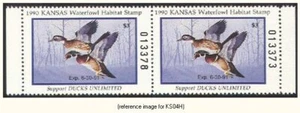 D2K Kansas Duck Stamp 1990 $3.00x2 Hunter pair - Picture 1 of 1