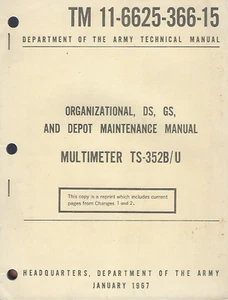 Historical book for Multimeter TS-352B/U, Operator & Maintenance - Imagen 1 de 1