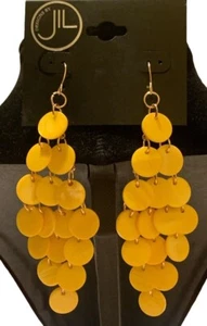 Designs by JIL Yellow Gold Dangle Pierced 4" Earrings - Picture 1 of 6