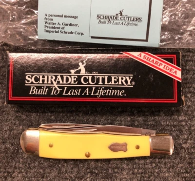 Schrade USA Made 296Y Yellow Trapper,   Vintage NOS - Image 1 of 4