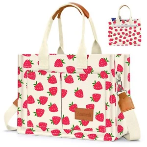 Canvas Tote Bag for Women with Pockets Crossbody Bag Tote Shoulder Handbags C... - Picture 1 of 6