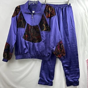 Conjunto de chándal Lavon para mujer chaqueta morada mediana pantalón años 90 hip hop vintage retro - Imagen 1 de 19