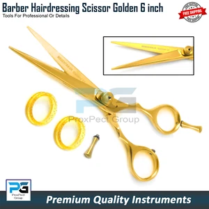 Barber Hairdressing Scissors Hair Cutting Shears 6 inch Golden  Satin Steel - Picture 1 of 8