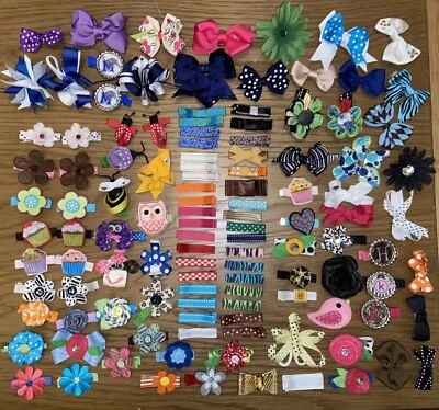 Lote De 116 Bebés Niñas Niños Boutique Cinta Lazos Caimán Clips Flores Foto 1 de 4