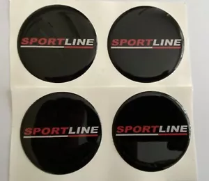 SPORTLINE ALLOY WHEEL CENTRE CAP DOMED STICKERS X4 BLACK RED TRANS T4 T5 T6 60mm - Picture 1 of 8