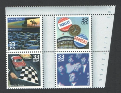 4 Unused US Postage 33 Cent Stamps 1950s Celebrate Century World Series Rivals - Image 1 of 2
