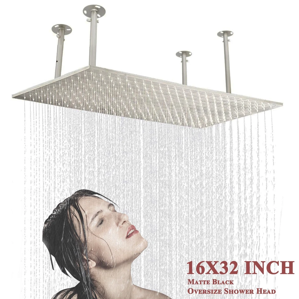 20"brushed Nickel LED Shower Head Ceiling Mounted Rain Large Shampoo Sprayer1