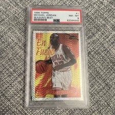 1996 Topps #1 Michael Jordan Seasons Best En Fuego PSA NM-MT
