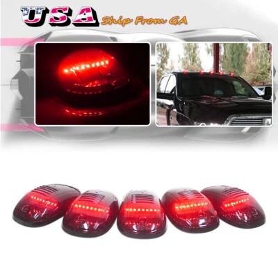 Juego de 5 luces LED rojas para techo de cabina para camionetas Ford GMC Chevy SUV, lente ahumada Foto 1 de 4