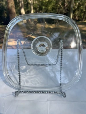 Vintage C-19 Pyrex A-12-C Sq Clear Glass Domed Replacement Lid Casserole Dish - Image 1 of 4