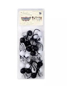 Camryn's BFF Ponytail Hair Holders - Black/White/Clear - 16 Pack - NEW - Picture 1 of 4