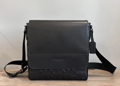 COACH 4006 Houston Map Bag Signature Leather Crossbody Shoulder Gunmetal/Black - Image 1 of 4