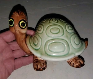 Very cute lefton ceramic Green Big Eyes turtle piggy bank - Picture 1 of 12