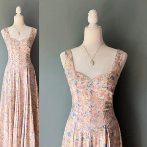 Vintage 1980s Laura Ashley Sweetheart Floral Print Sundress and Blouse Set - Picture 1 of 8