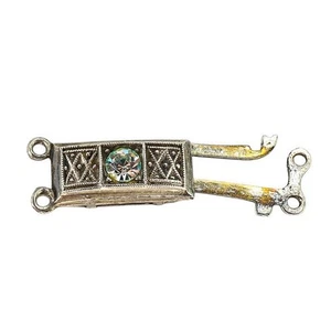 VIntage 835 Art Deco Filigree Sterling Silver Rectangular 2 Strand Box Clasp - Picture 1 of 4