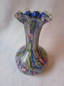 MURANO Vase Tutti Frutti Dino Martens Glaskunst Italy 16cm hoch welliger Rand - Picture 1 of 8