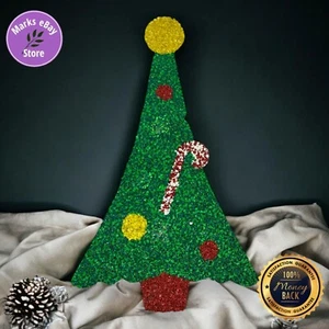 Vtg Melted Plastic Popcorn Christmas Window Wall Hanging Christmas Tree - Picture 1 of 7