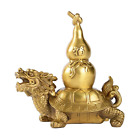 Feng Shui Brass Statue Dragon Turtle Carrying Wulou/Hulu/Cal