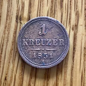 Vintage 1851 Austrian Empire 1 Kreuzer, Obsolete Copper Coin - Picture 1 of 2