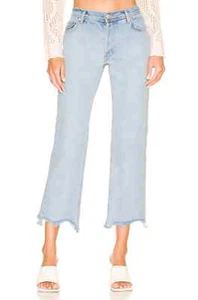 $78 FREE PEOPLE x We The Free Maggie Mid Rise Straight Jeans 24 Fade Out Blue - Picture 1 of 11