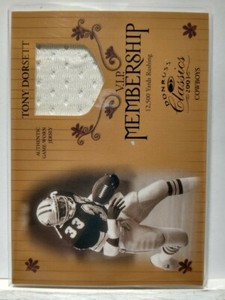 Tony Dorsett 2003 Donruss Classics #M20 VIP Membership 079/100 Game Worn Patch