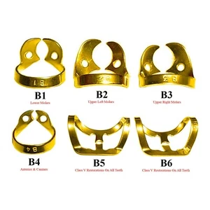 6 Pieces Dental Rubber Dam Brinker Clamps B1, B2, B3, B4, B5, B5 Gold Plated - Picture 1 of 1