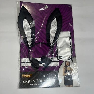 Sequin Bunny Sexy Halloween Accessories Kit New Has Ears Collar Cuffs & Tail - Image 1 of 4