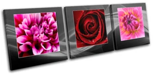 Botanische Rose Rosa Rot Blumen LEINWAND WANDBILD Bild Druck VA - Bild 1 von 1