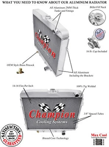 3 Row Kool Champion Radiator for 1968 1969 Ford Fairlane Small Block V8 Engine - Picture 1 of 7
