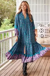 JAASE - Briana Midi Dress: Frill Collar Oversized Buttoned Dress with Waist T... - Picture 1 of 6
