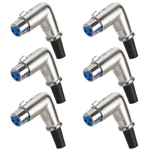 6x XLR 3 Pin Buchse Rechter Winkel 90 Grad Mikrofon Audio Adapter Stecker - Bild 1 von 3