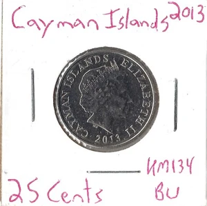 Moneda de 25 centavos 2013 Islas Caimán KM134 - Imagen 1 de 1
