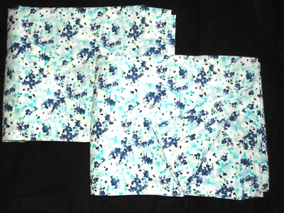 WALMART VINTAGE TRIBECA FLANNEL FLORAL BLUE TEAL (2) STANDARD PILLOWCASES 20X31 - Image 1 of 4
