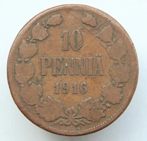 1916 Finlandia Nicolás II cobre 10 peniques - Imagen 1 de 2