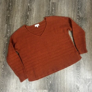 Lucky Brand Burnt Orange V-Neck Long Sleeve Sweater Size S EUC - Picture 1 of 6
