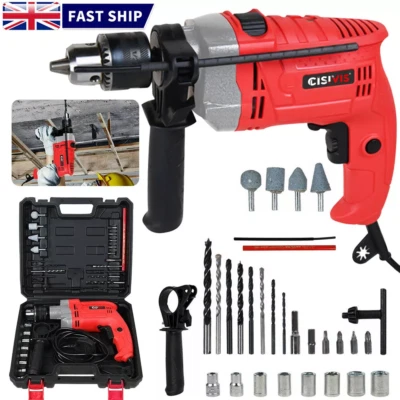 CISIVIS 1200W Hammer Drill Heavy Duty Corded Electric Impact Drill with Bit Set + Case