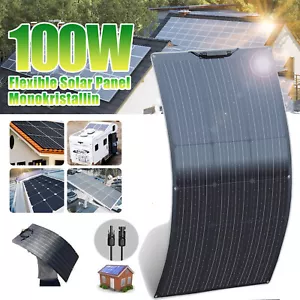 100W Flexible Solarpanel Monokristallin Solarmodule 18V Für Wohnmobil Boot Uauld - Bild 1 von 16