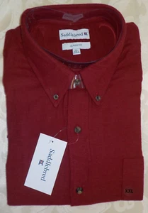 Saddlebred Classic Fit Flannel Shirt Size 2 XL NWT Gourmet Red Long Sleeve Pocke - Picture 1 of 10