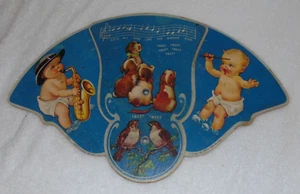 Vintage Advertising Fan Babies Puppies Birds Tri Fold 40's Cardboard Lot 6J - Picture 1 of 6