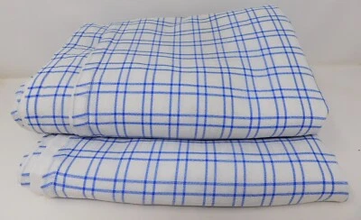 Par de dos paneles de cortina forrados de 91" y 125" de longitud azul y blanco para clips vintage Foto 1 de 4