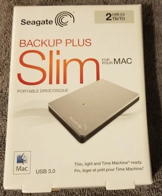 Seagate BACKUP PLUS SLIM USB 3.0 2TB PORTABLE DRIVE MAC STDS2000900 Sealed NEW - Image 1 of 4