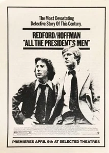 1976 PRINT AD for All the President's Men Redford Hoffman Premiere April 9 1976 - Picture 1 of 1