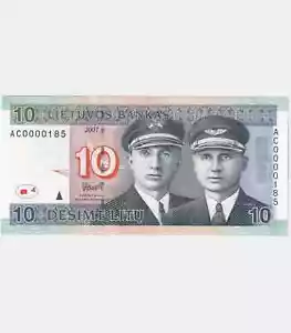 2007 Litauen Banknote 10 Litu Litas Litai - AC0000185, sehr niedrige Serie, UNC - Bild 1 von 3