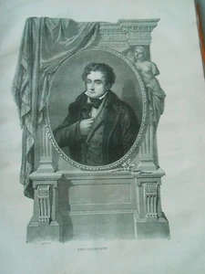 Gravure 19èm Old Print  Portrait de Chateaubriand - Foto 1 di 1
